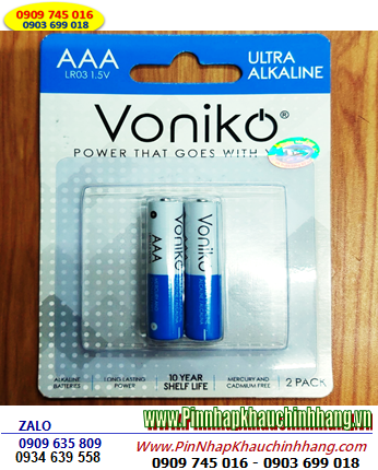 Pin đũa AAA 1.5v Voniko LR03 _Pin đũa AAA 1.5v Alkaline Voniko LR03 AM4 chính hãng / Loại Vỉ 2 viên